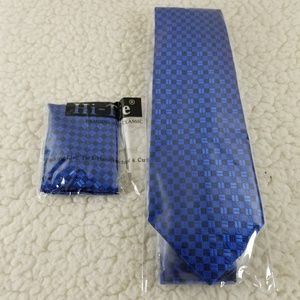 Classic Blue Novelty Style Mens Hi Tie Silk Set